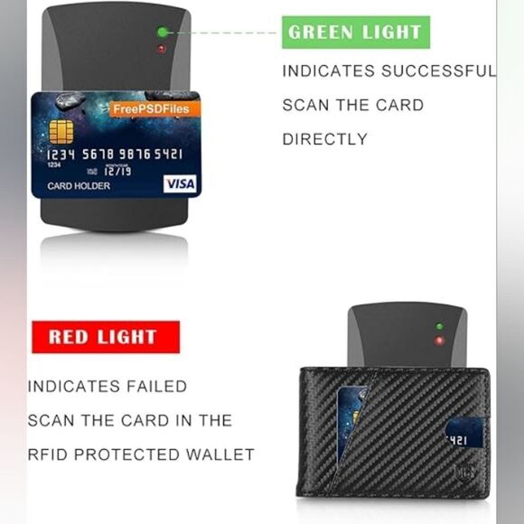 RFID Minimalist Bifold Slim Wallet with Money Clip 6 CC slots & 1 ID Win… - Picture 3 of 9